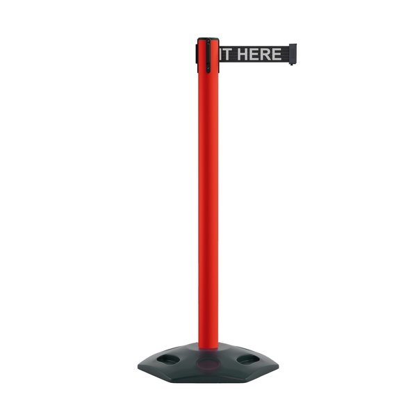 Montour Line Stanchion Belt Barrier Rubber Base Red Post 7.5ftWait..Belt MSR630-RD-PLEAWBW-75